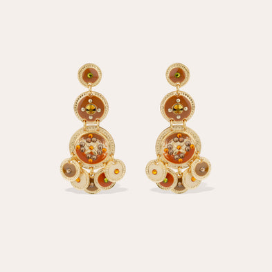 Gold three-row Sequin earrings