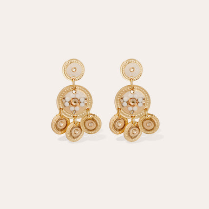 Boucles d'oreilles Sequin deux rangs dorées