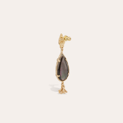 Serti Goutte small model gold earrings - Grey Mother-of-Pearl