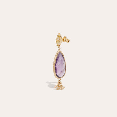 Serti Goutte small gold earrings - Amethyst
