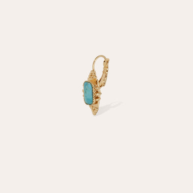 Small Gold Talisman Stud Earrings - Turquoise