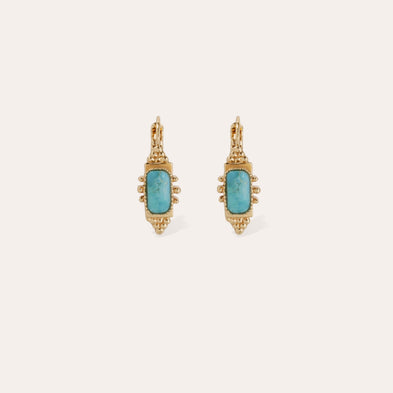 Small Gold Talisman Stud Earrings - Turquoise