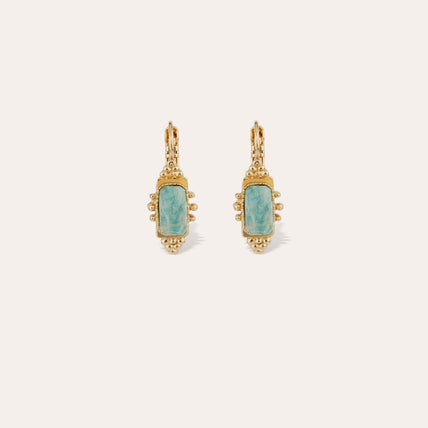 Boucles d'oreilles Serti Talisman  dorées - Amazonite