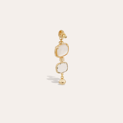 Boucles d'oreilles Silène petit modèle dorées - Nacre blanche & Cristal