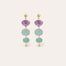 Boucles d'oreilles Silène dorées - Améthyste, Amazonite & Quartz Bleu
