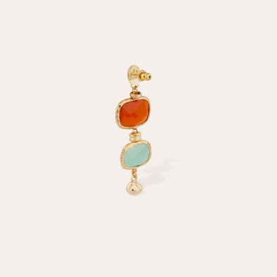 Boucles d'oreilles Silène petit modèle dorées - Cornaline & Amazonite