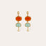 Boucles d'oreilles Silène petit modèle dorées - Cornaline & Amazonite