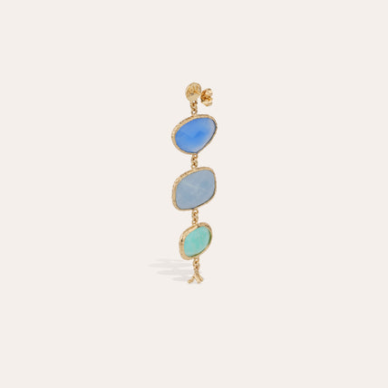 Boucles d'oreilles Silene dorées - Calcite bleue & Amazonite