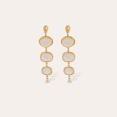 Boucles d'oreilles Silène nacre dorées - Nacre blanche
