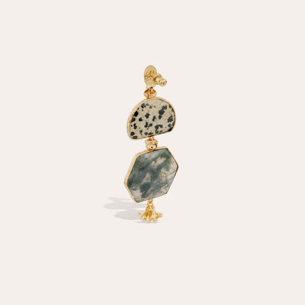 Boucles d'oreilles Silenza dorées - Jaspe Dalmatien & Agate verte