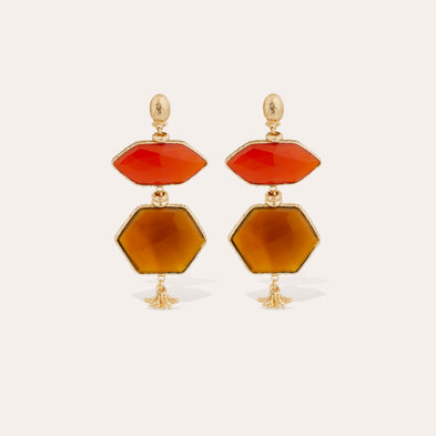 Boucles d'oreilles Silenza dorées - Calcite rouge & jaune