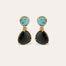 Boucles d'oreilles Silia dorées - Turquoise & Basalte noire