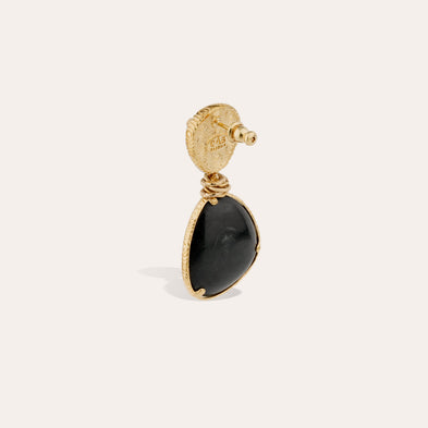 Silia gold earrings - Turquoise & Black Basalt