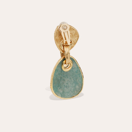 Boucles d'oreilles Silia grand modèle dorées -  Cornaline & Amazonite