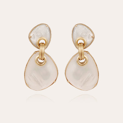 Boucles d'oreilles Silia grand modèle dorées - Nacre blanche