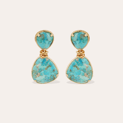 Boucles d'oreilles Silia dorées - Turquoise