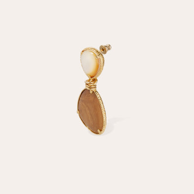 Silia gold earrings - Wood & White Mother-of-Pearl