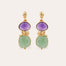 Boucles d'oreilles Sirena dorées - Améthyste & Quartz vert