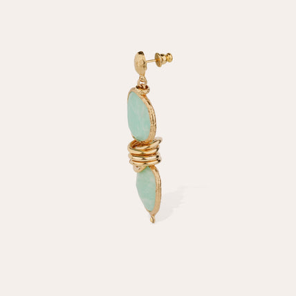 Boucles d'oreilles Sirena dorées - Amazonite