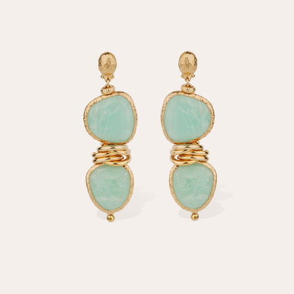 Boucles d'oreilles Sirena dorées - Amazonite