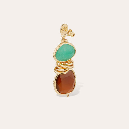 Boucles d'oreilles Sirena dorées - Aventurine verte & Calcite marron
