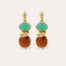 Boucles d'oreilles Sirena dorées - Aventurine verte & Calcite marron