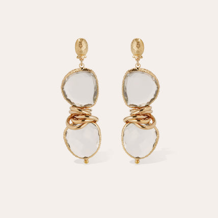 Boucles d'oreilles Sirena dorées - Cristal