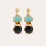 Boucles d'oreilles Sirena dorées - Turquoise & Onyx noir