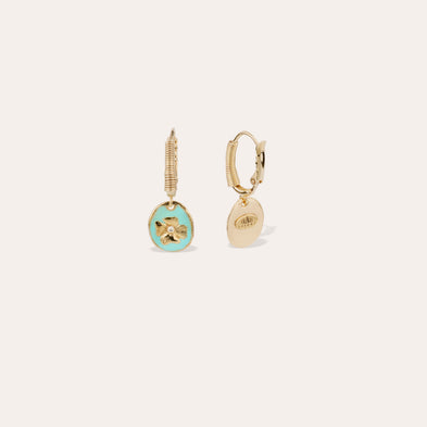 Boucles d'oreilles Tao Trèfle émail dorées
