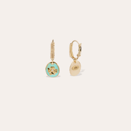 Boucles d'oreilles Tao Trèfle émail dorées