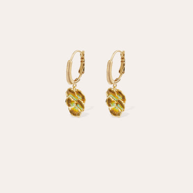 Boucles d'oreilles Tao Pensée émail dorées
