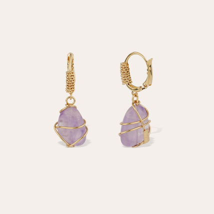 Boucles d'oreilles Tao Rainbow dorées - Améthyste