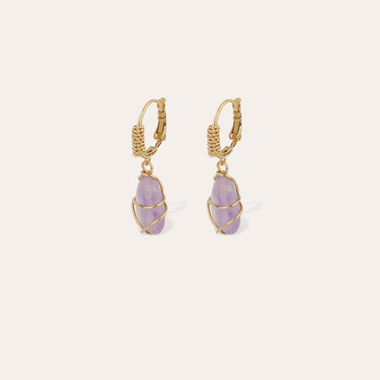 Boucles d'oreilles Tao Rainbow dorées - Améthyste