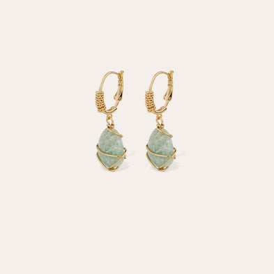 Boucles d'oreilles Tao Rainbow dorées - Amazonite