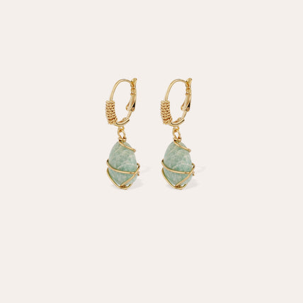 Boucles d'oreilles Tao Rainbow dorées - Amazonite