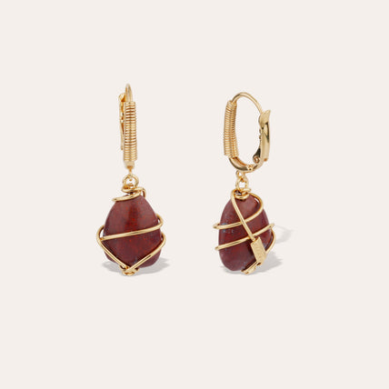 Goldene „Tao Rainbow“-Ohrringe – Roter Jaspis