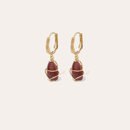 Goldene „Tao Rainbow“-Ohrringe – Roter Jaspis