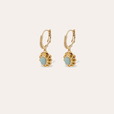 Boucles d'oreilles Tao Splash dorées - Quartz Bleu