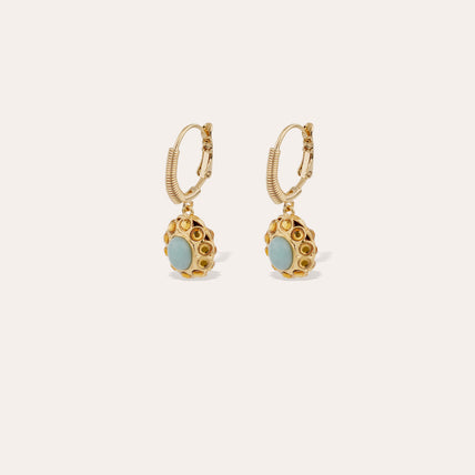 Boucles d'oreilles Tao Splash dorées - Quartz Bleu