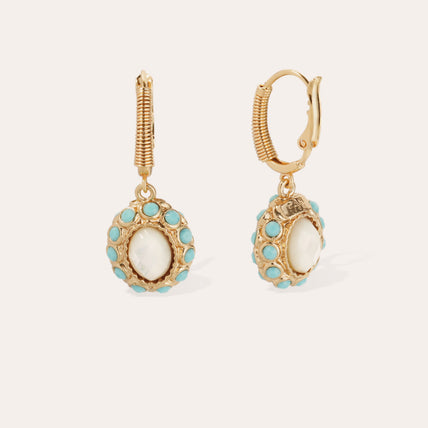 Boucles d'oreilles Tao Splash dorées - Nacre blanche