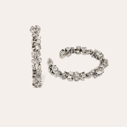 Boucles d'oreilles créoles Trevise finition rhodium