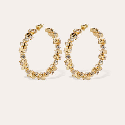 Boucles d'oreilles créoles Trévise strass dorées 