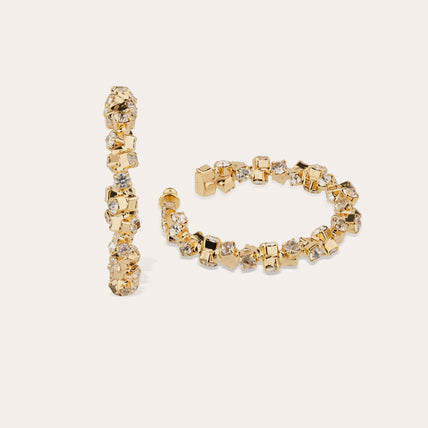 Boucles d'oreilles créoles Trévise strass dorées 