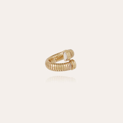 Bague Antigone dorée - Nacre blanche