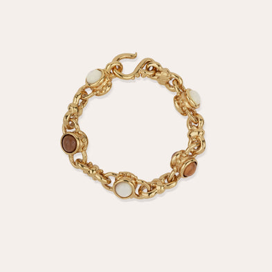Bracelet Amarante multi doré - Nacre blanche et bois