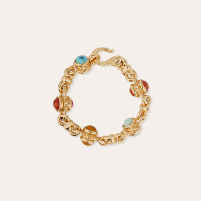 Bracelet Amarante multi doré - Cornaline & Rhodonite