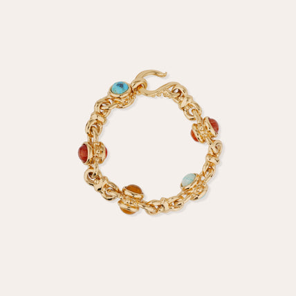 Bracelet Amarante multi doré - Cornaline & Rhodonite