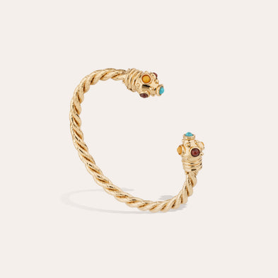 Bracelet jonc Amarante Torsade doré - Turquoise  