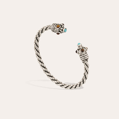 Bracelet jonc Amarante torsade argenté - OEil de Tigre 
