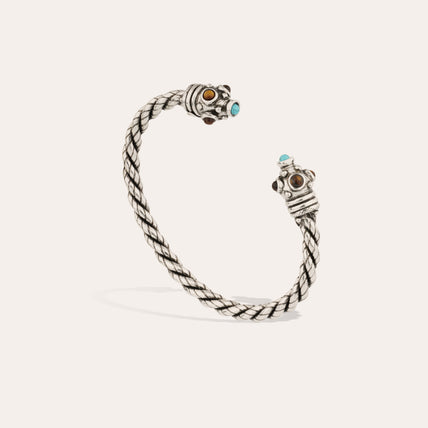 Bracelet jonc Amarante torsade argenté - OEil de Tigre 